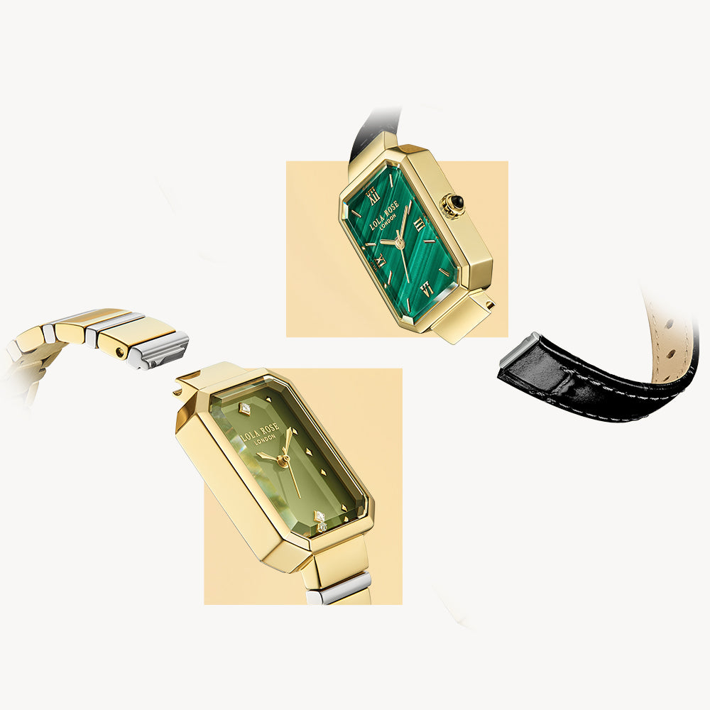 Black Bamboo-Pattern Leather Strap