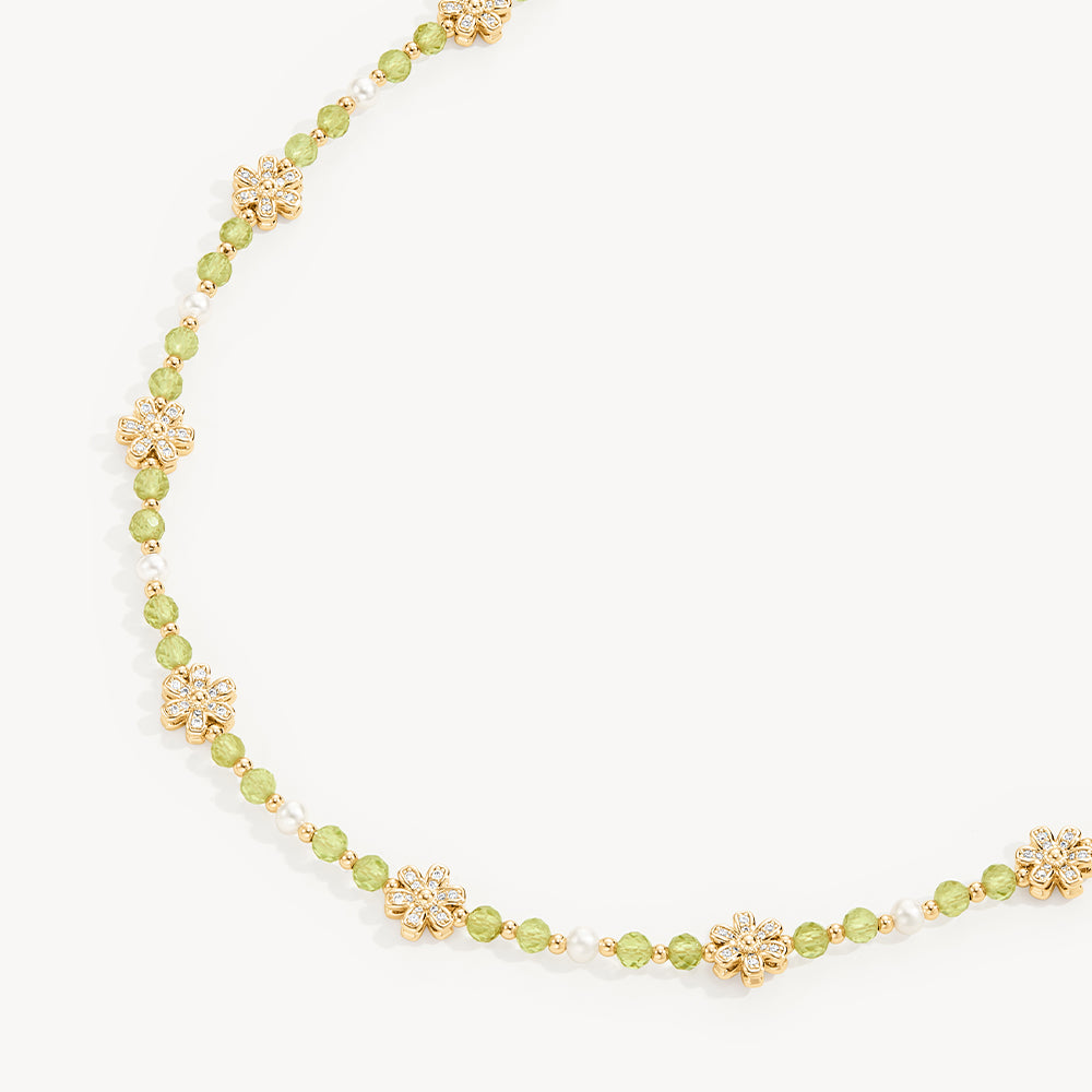 Daisy Yellow Crystal Beaded Necklace