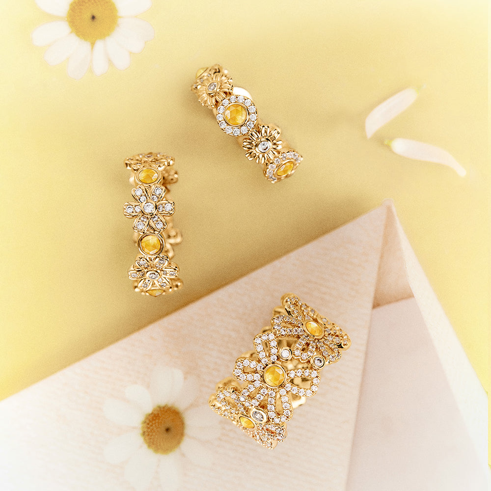 Daisy Wide Band Ring