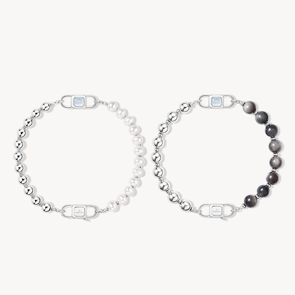 Urban Obsidian & Mother-of-Pearl Silver Bracelet