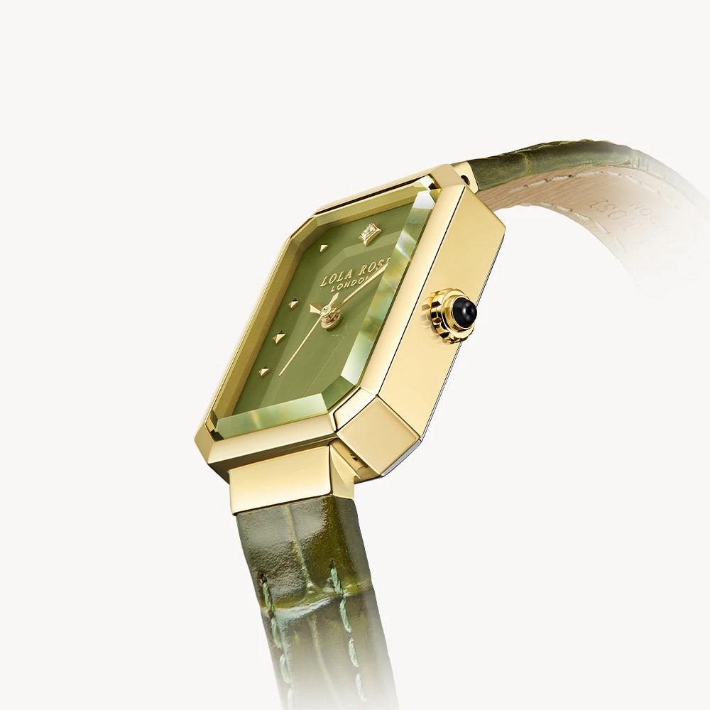 Green Bamboo-Pattern Leather Strap