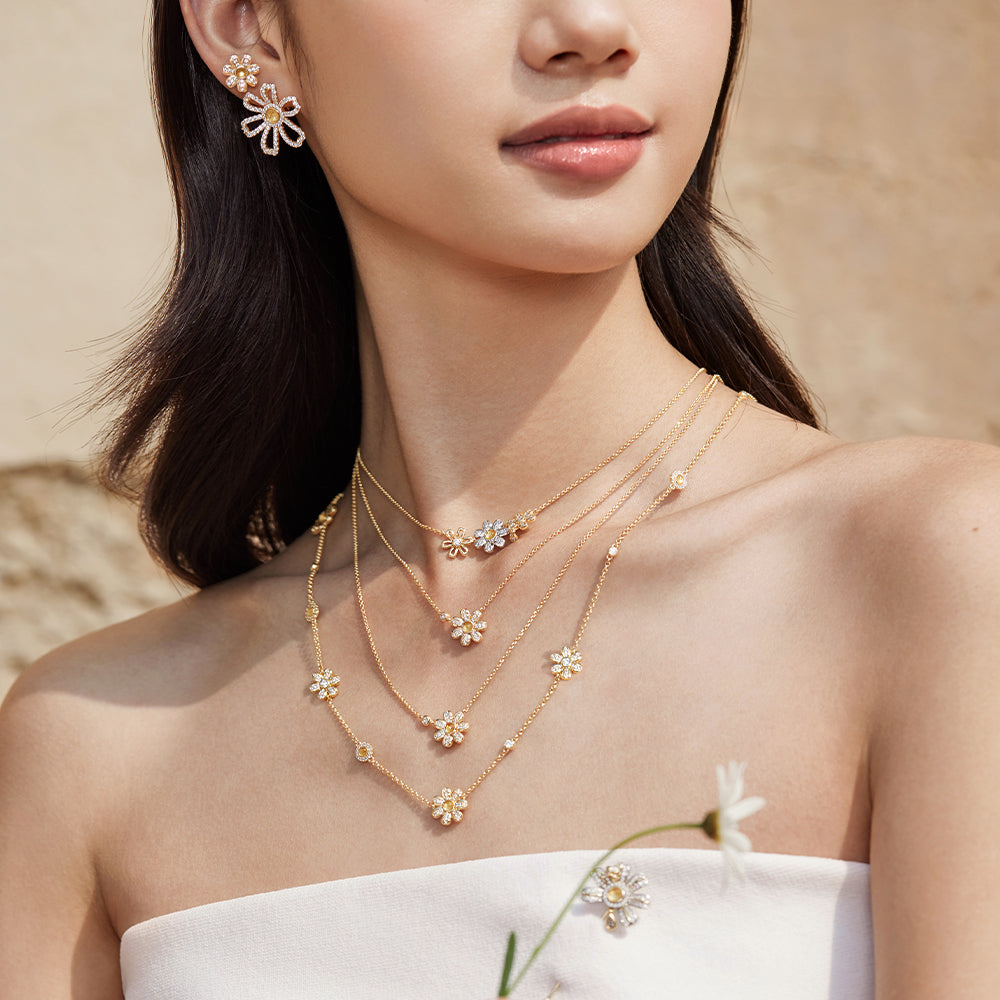 Daisy Yellow Crystal Necklace