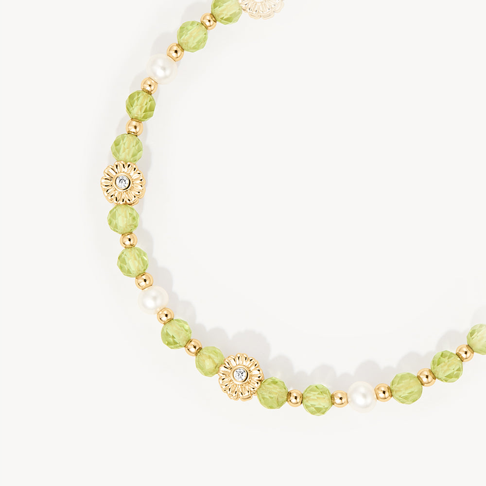 Daisy Yellow Crystal Beaded Bracelet