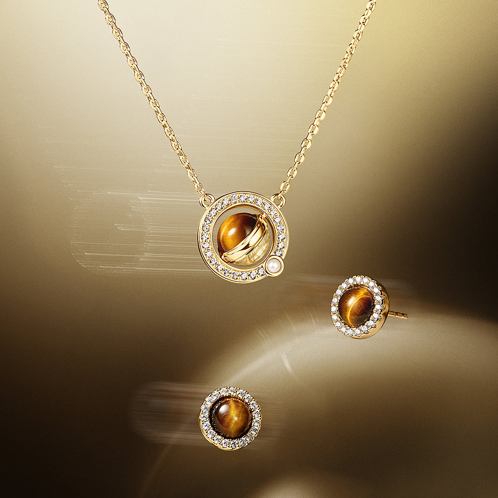 Heliocentric Tiger' Eye Earrings