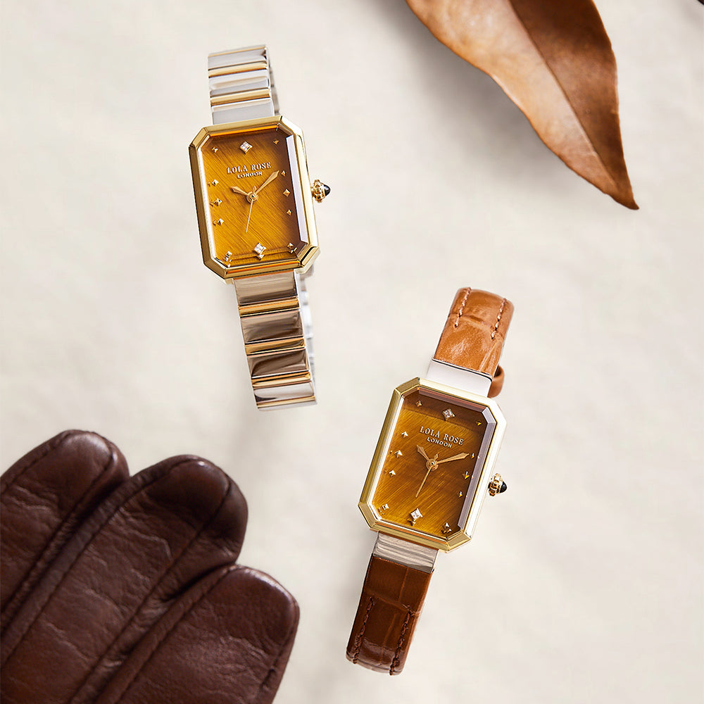 Brown Bamboo-Pattern Leather Strap