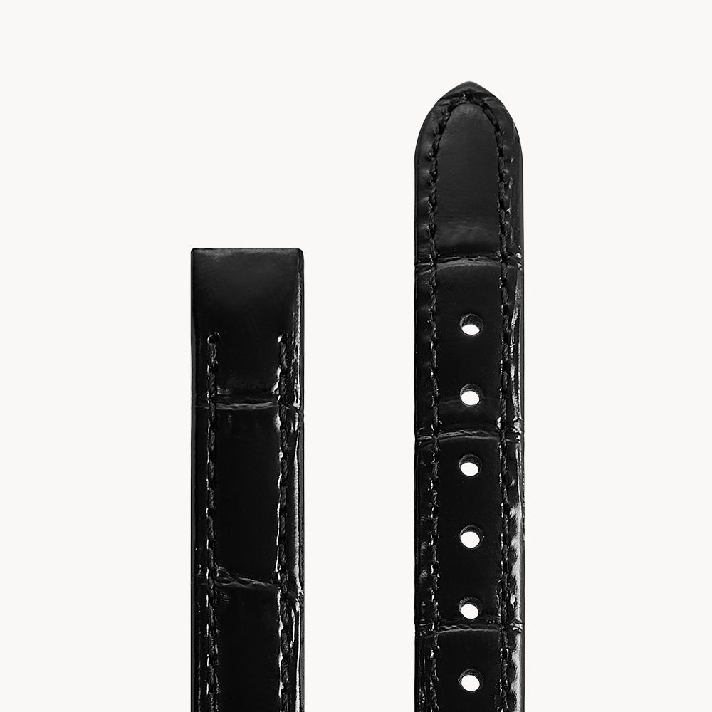 Black Bamboo-Pattern Leather Strap