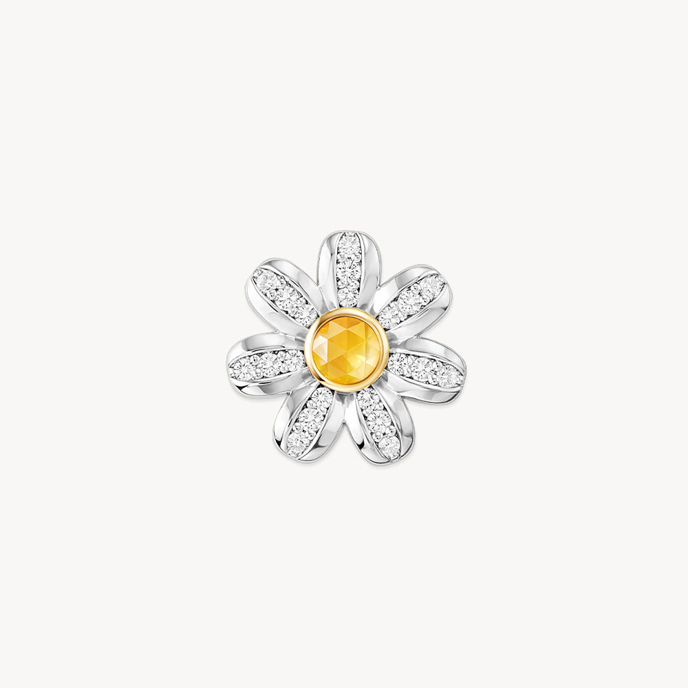 Daisy Yellow Crystal Necklace, 3-flower motif