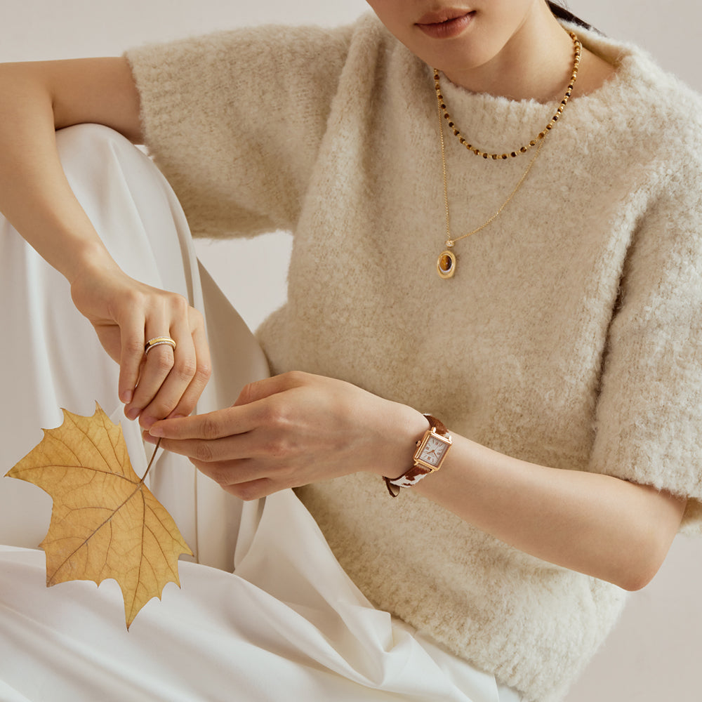 New Cube Mother of Pearl Watch With Two Strap Set