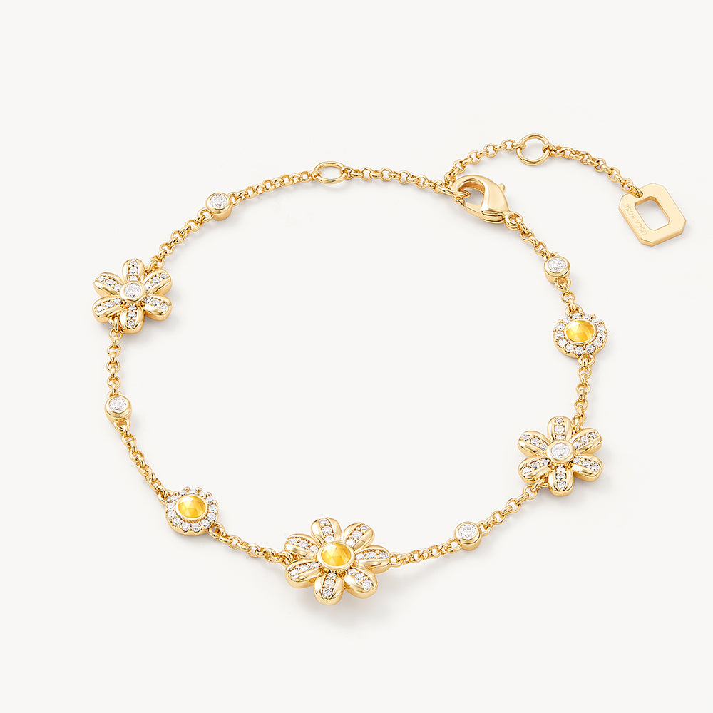 Daisy Cluster Yellow Crystal Bracelet