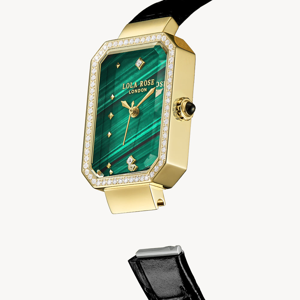 Ms Lola Malachite watch with Zirconia