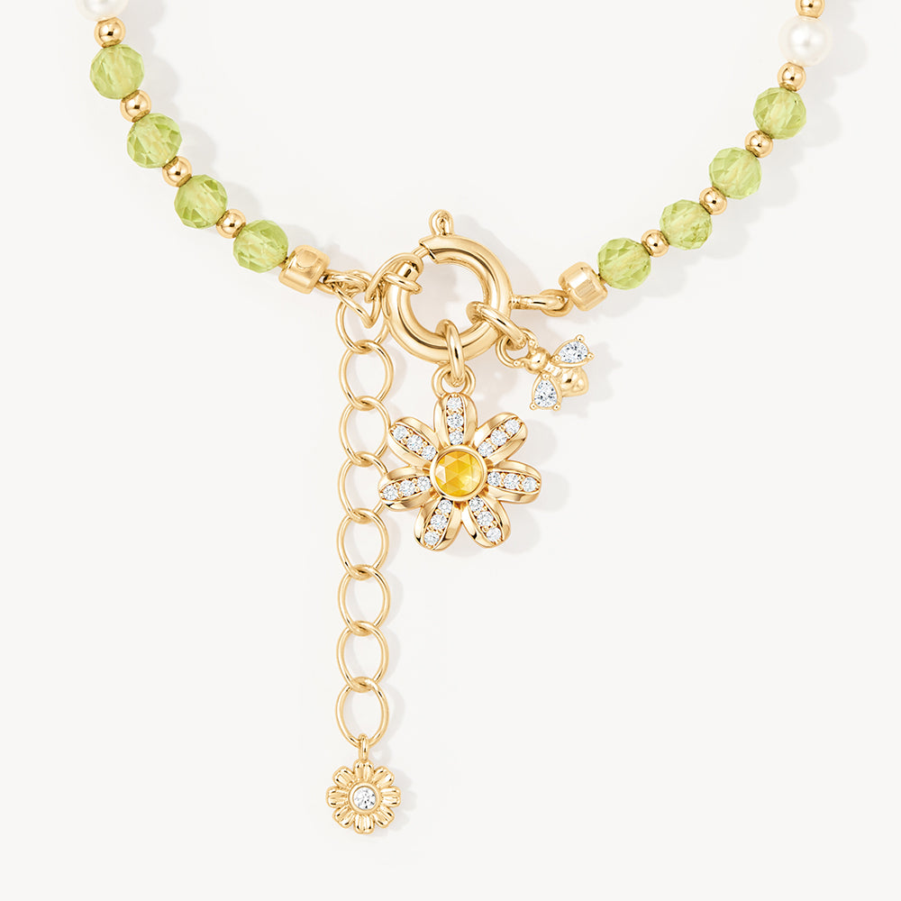 Daisy Yellow Crystal Beaded Bracelet