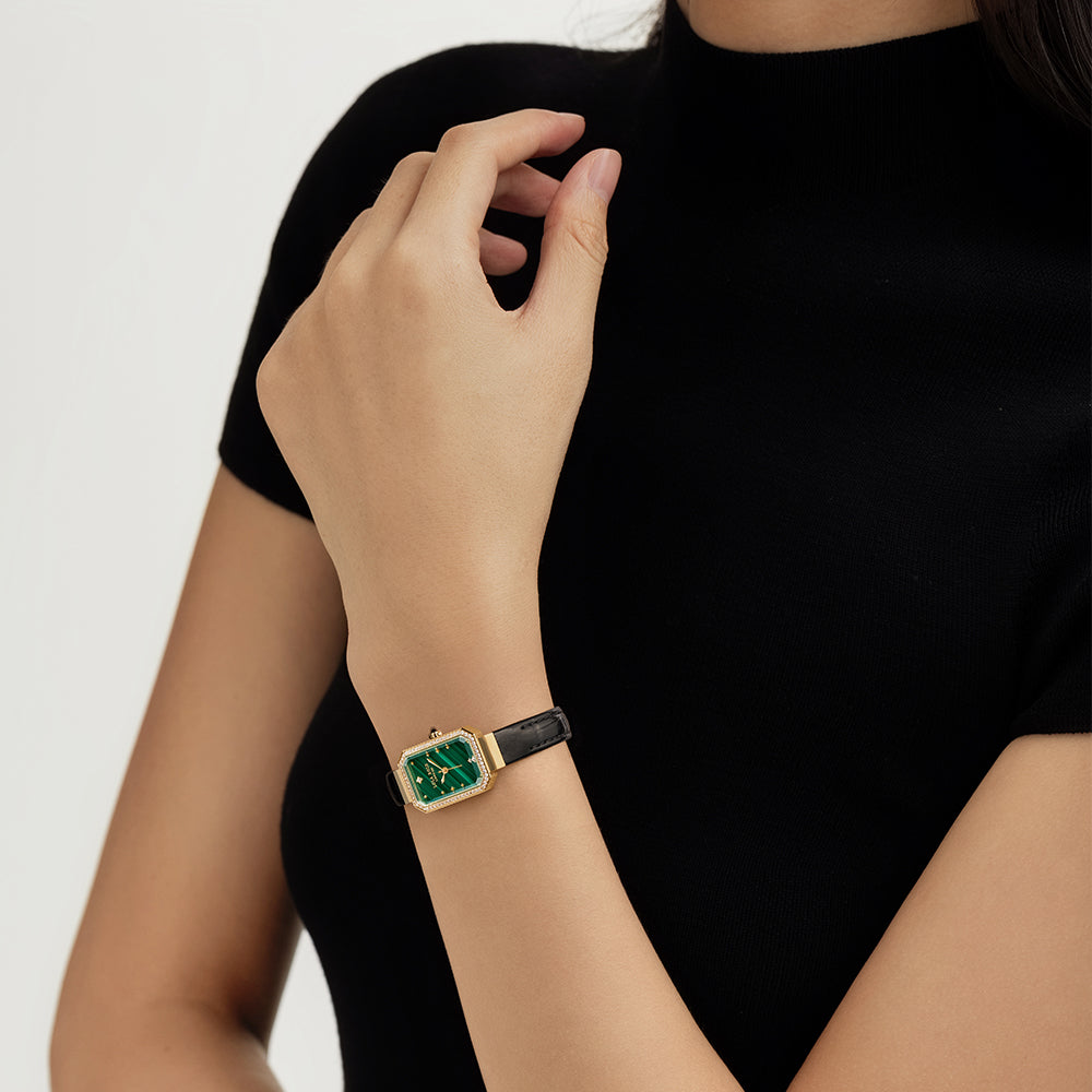 Ms Lola Malachite watch with Zirconia
