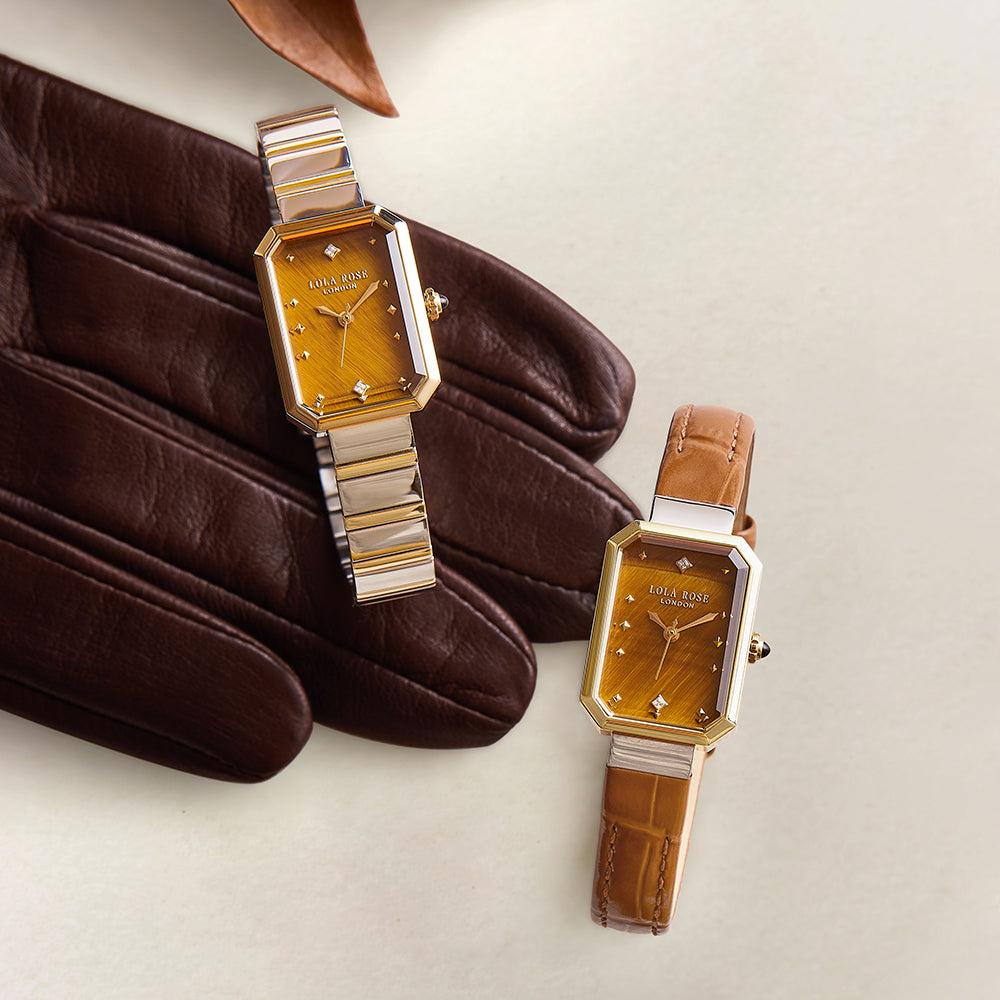 Brown Bamboo-Pattern Leather Strap