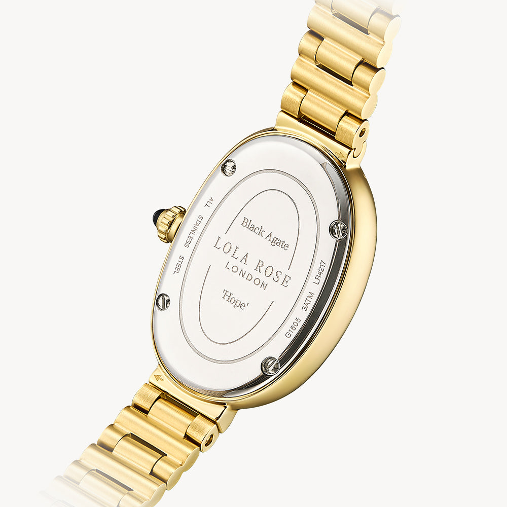 Mirror Mother of Pearl Golden Oval Link Watch