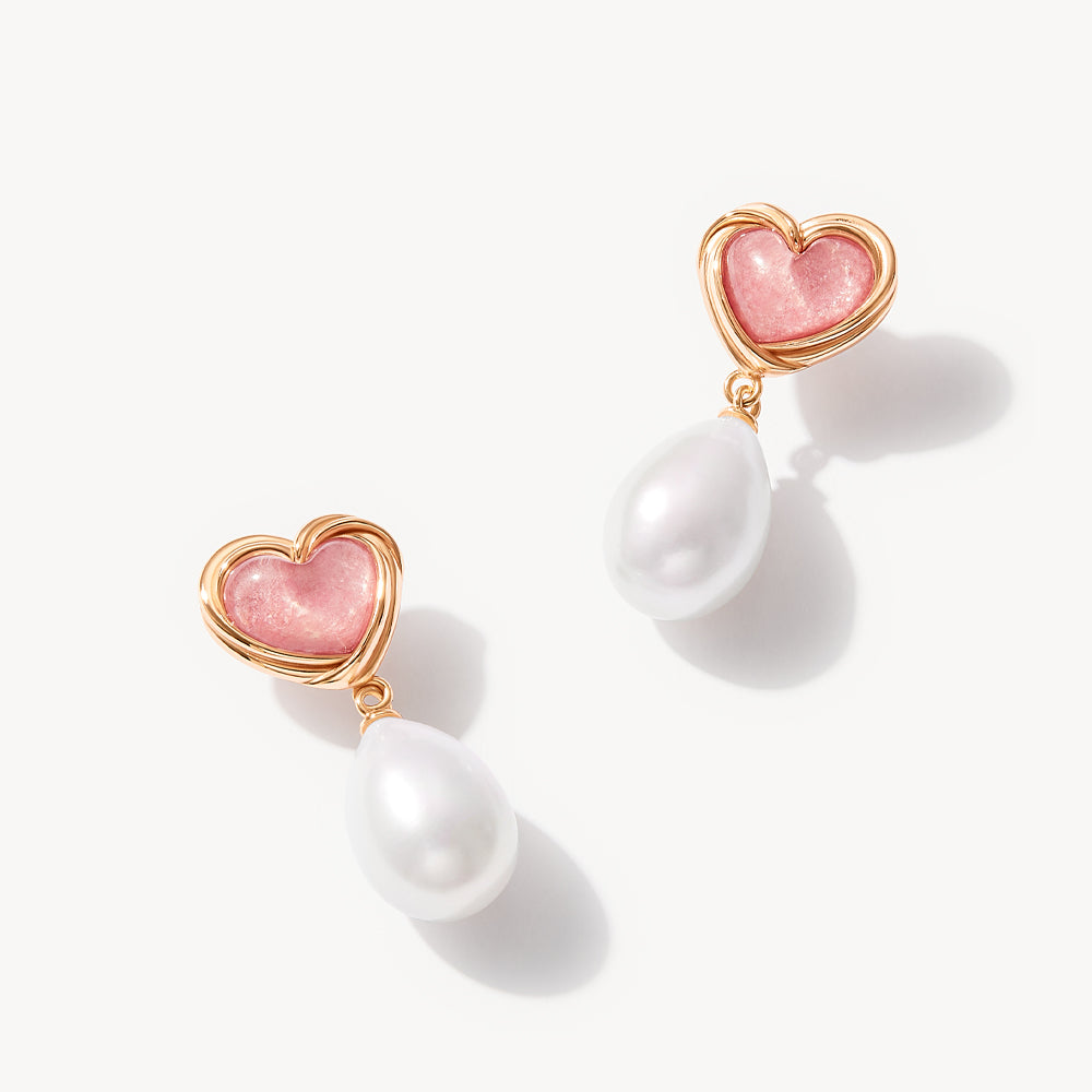 Cookie Heart Tea-Time Rhodonite Earrings