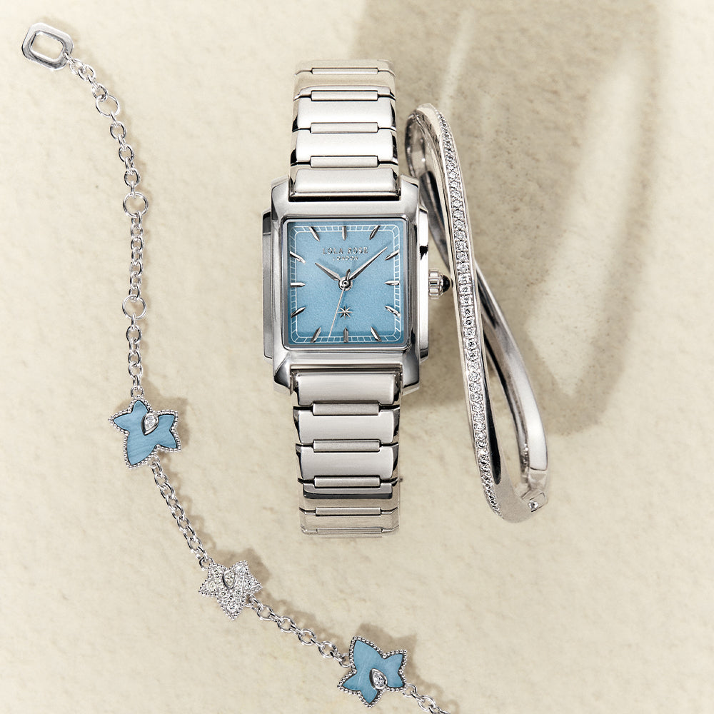 Ivy Blue Vein Agate Bracelet, 5-leaf motif