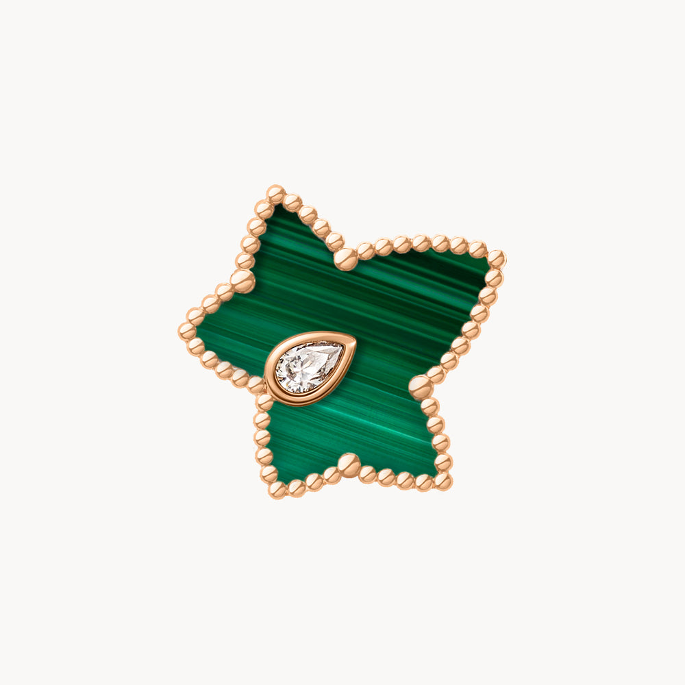 New Ivy Malachite Bead Three-Leaf Necklace