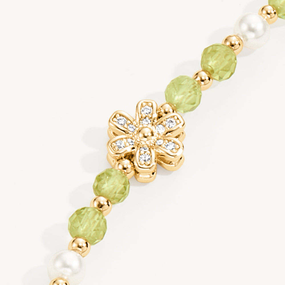 Daisy Yellow Crystal Beaded Necklace