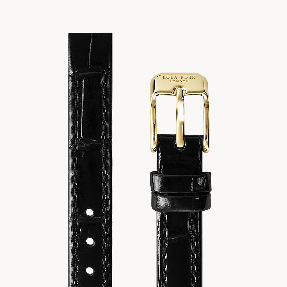 Black Bamboo-Pattern Leather Strap