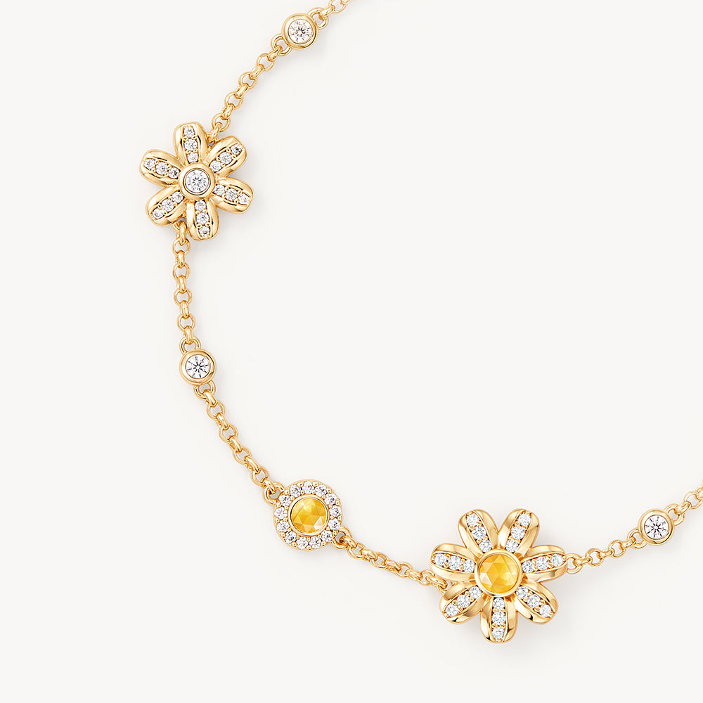 Daisy Cluster Yellow Crystal Bracelet