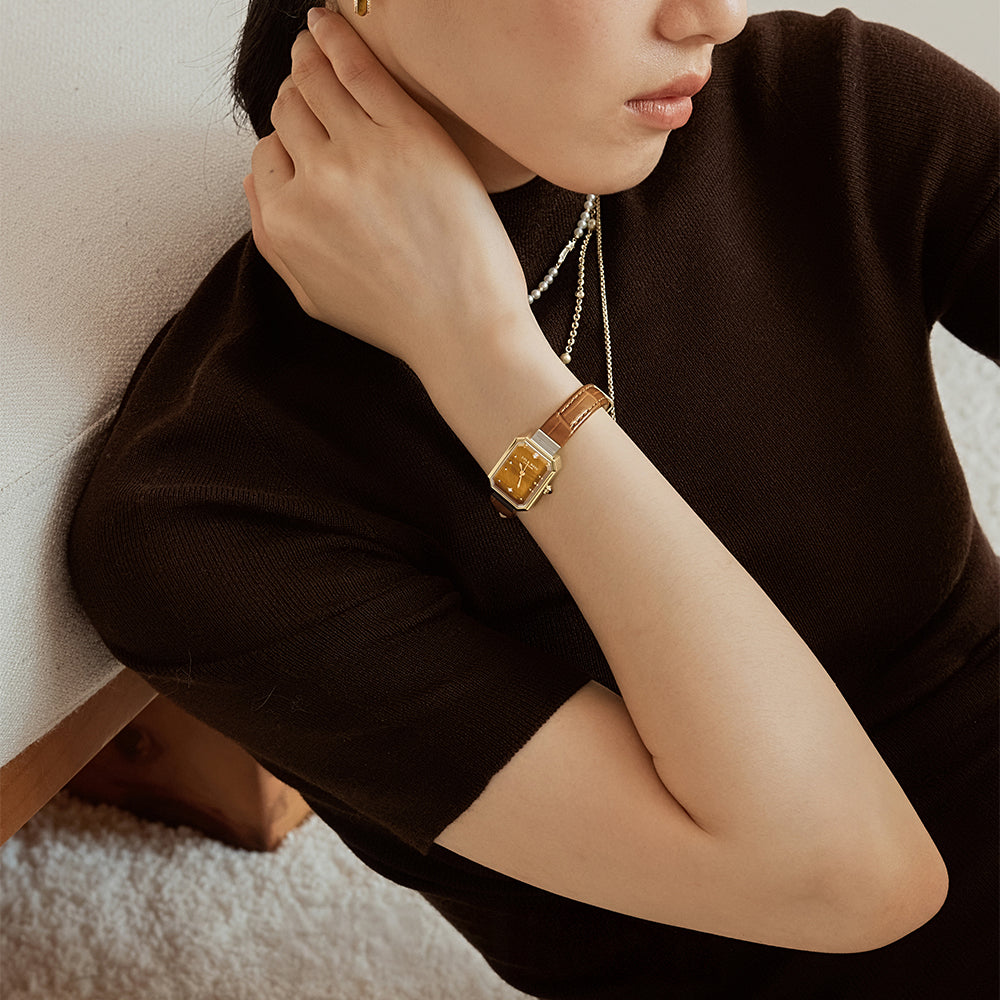 Ms Lola Tiger’s Eye Watch With Two Strap Set