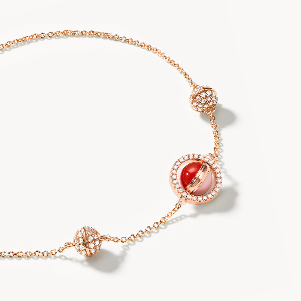 Heliocentric Pink Opal & Carnelian Bracelet