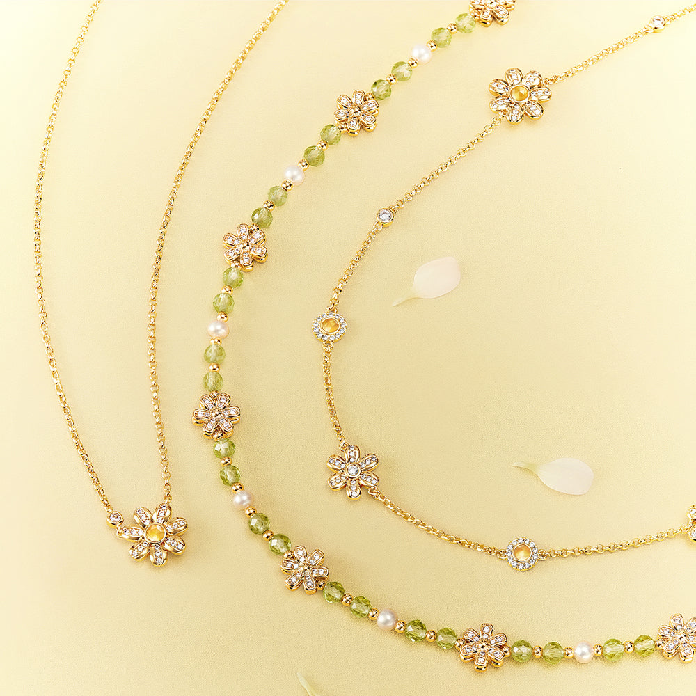 Daisy Long Yellow Crystal Necklace