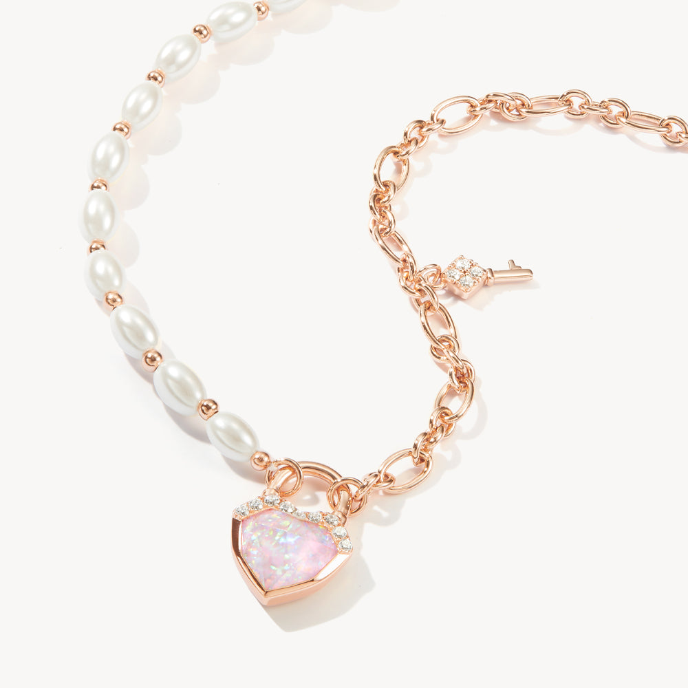 Heart Lock Artificial Pearl Necklace