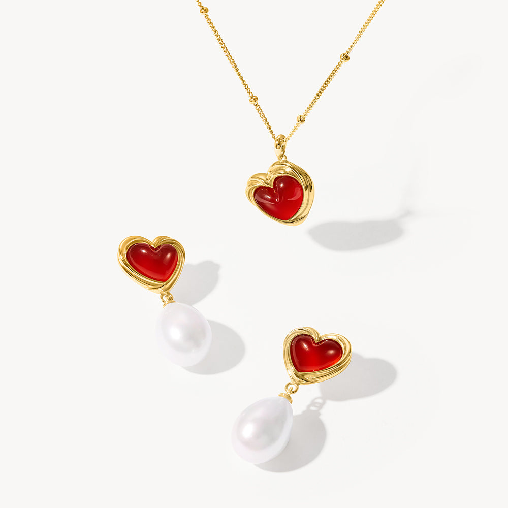 Cookie Heart Tea-Time Carnelian Earrings
