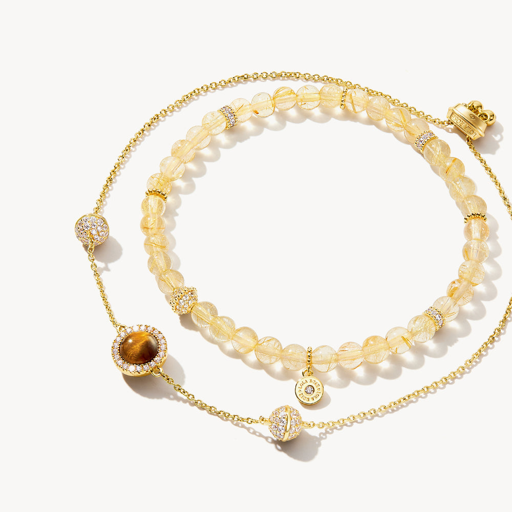 Heliocentric Golden Rutilated Quartz Bracelet