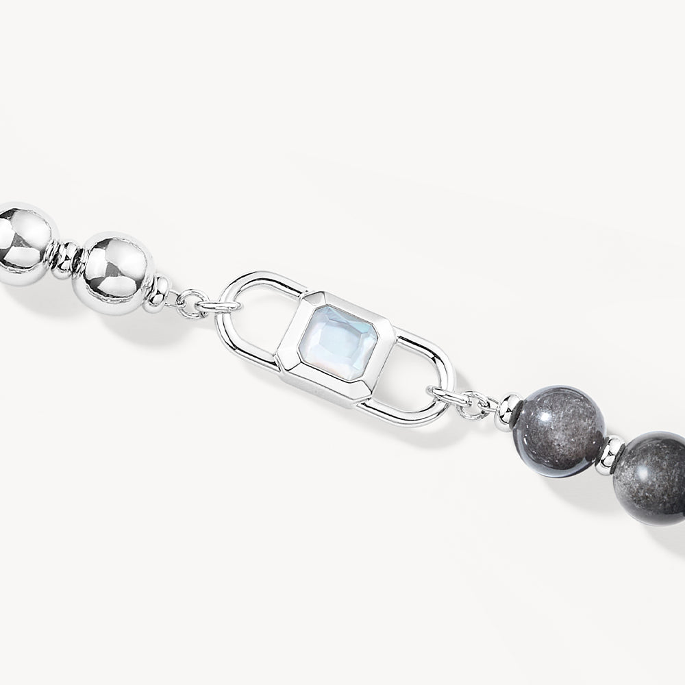 Urban Obsidian & Mother-of-Pearl Silver Bracelet