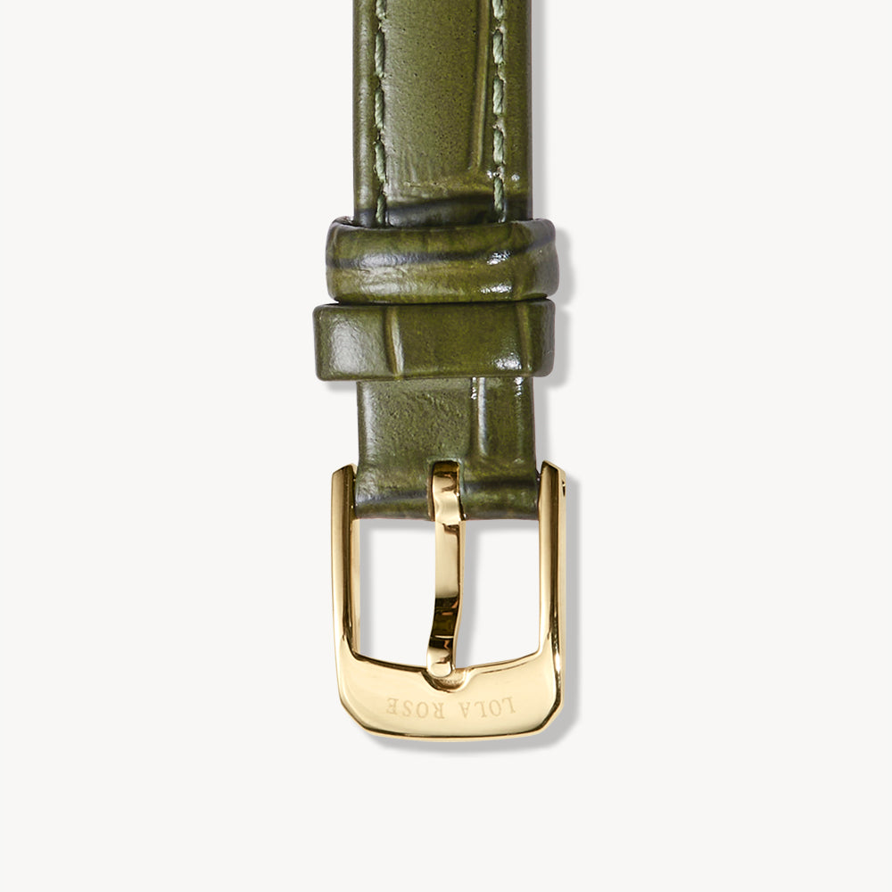 Green Bamboo-Pattern Leather Strap