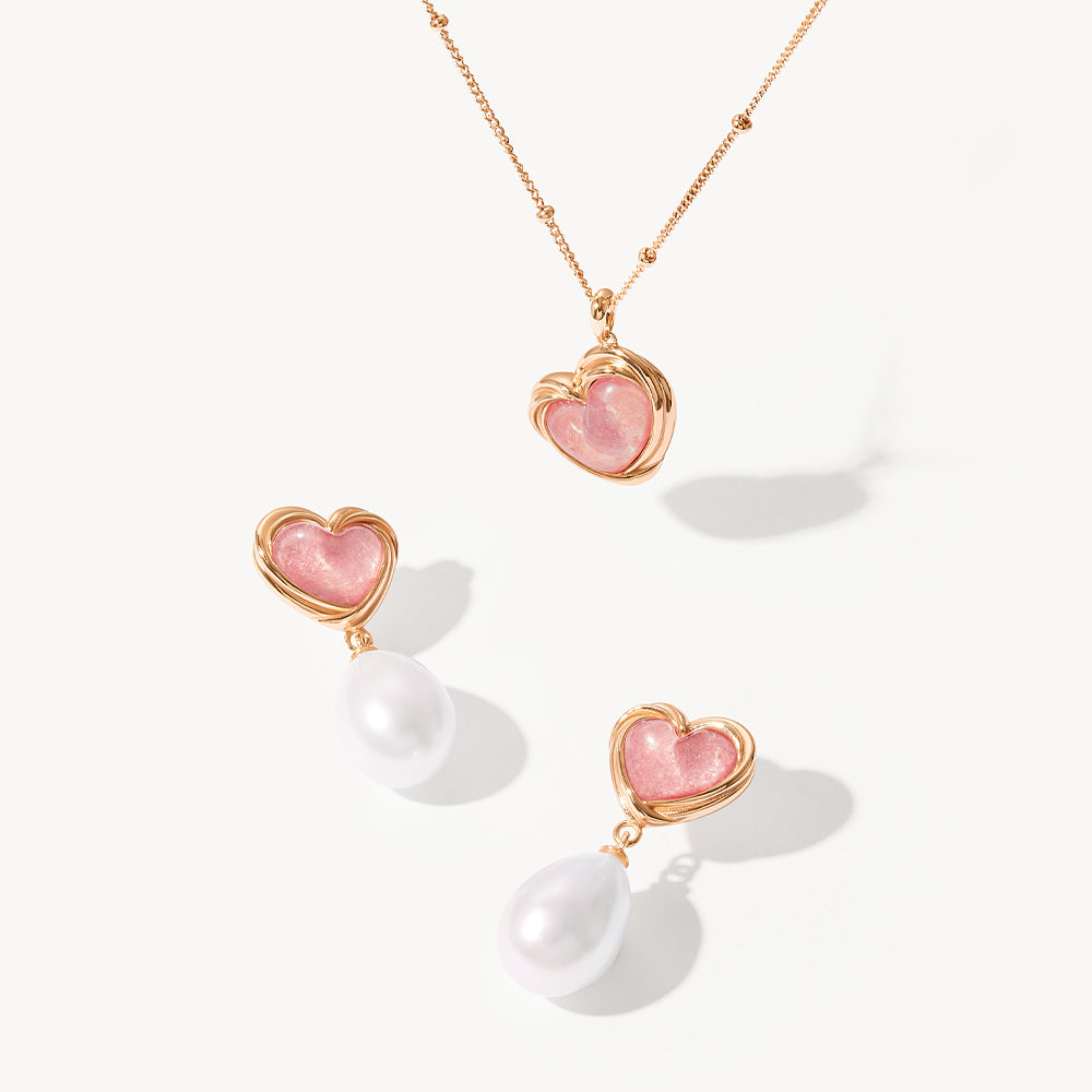 Cookie Heart Tea-Time Rhodonite Earrings