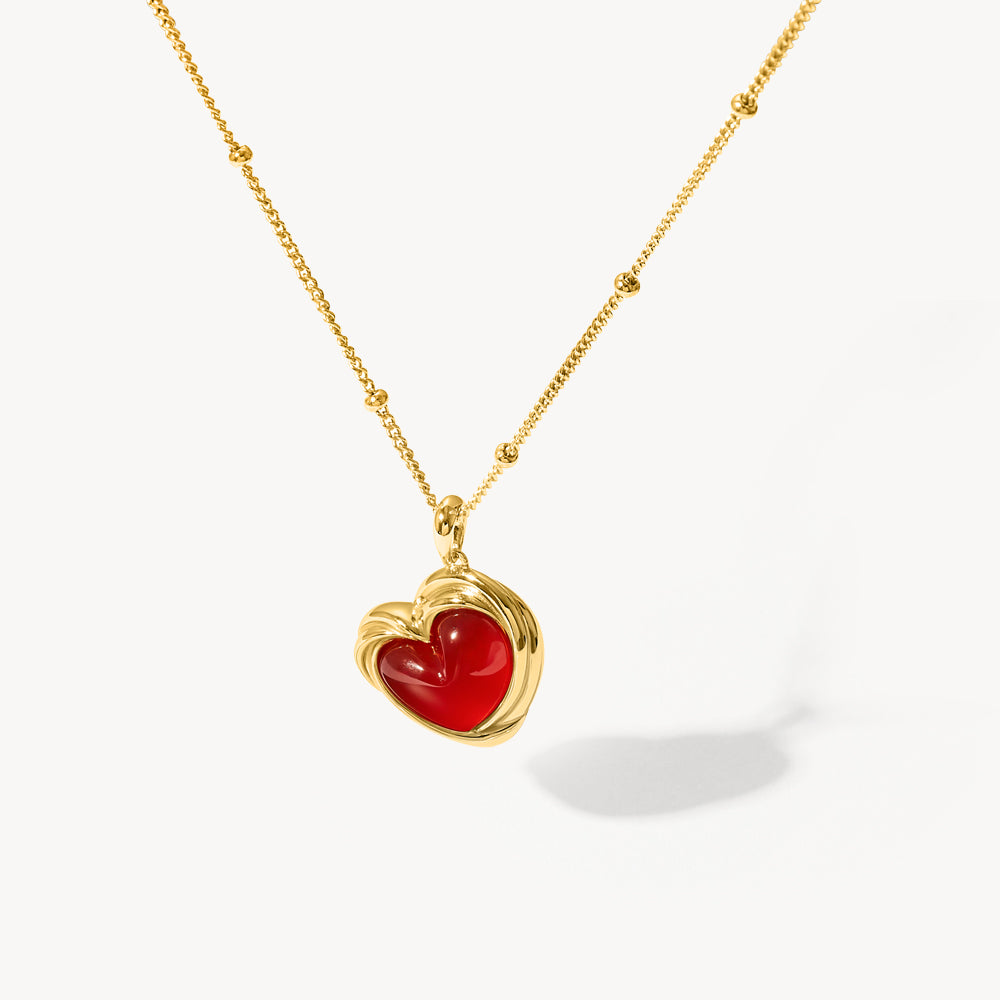 Cookie Heart Tea-Time Carnelian Necklace