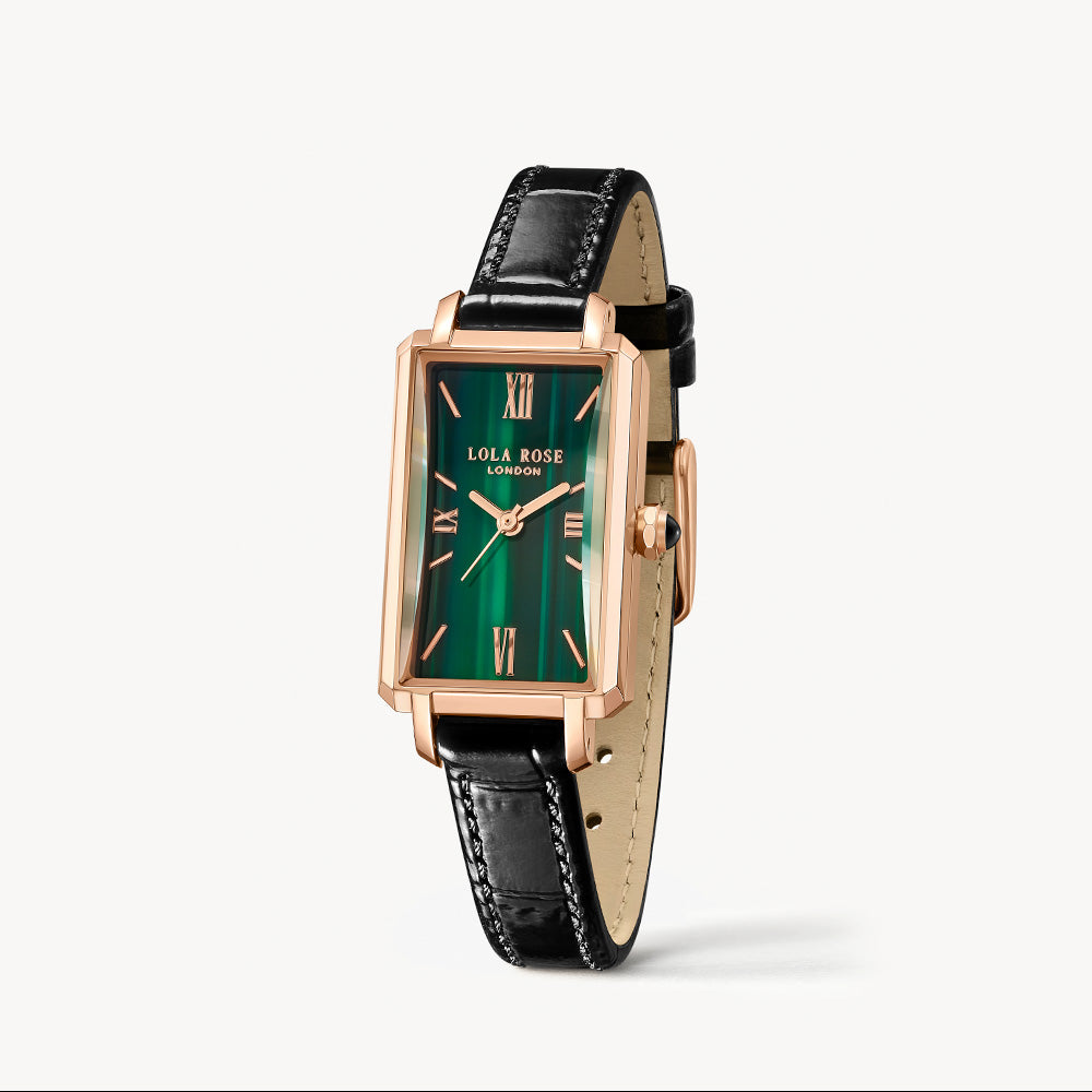 Ms Lola Slender Waist Malachite Textured Watch with Two Strap Set