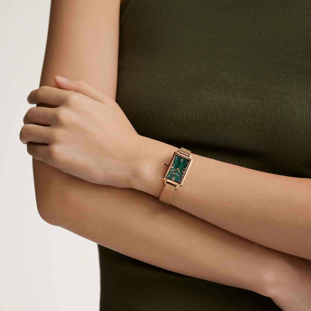 Ms Lola Slender Waist Malachite Textured Watch with Two Strap Set