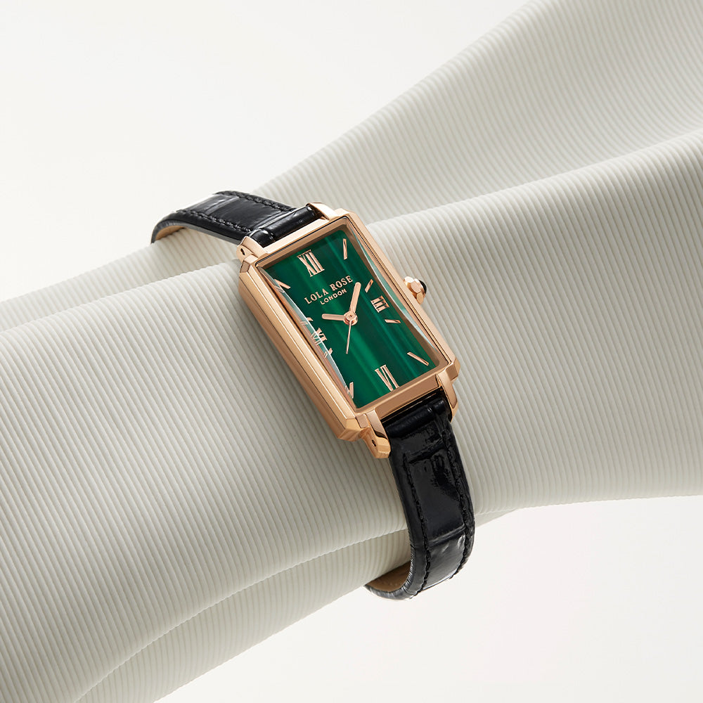 Ms Lola Slender Waist Malachite Textured Watch
