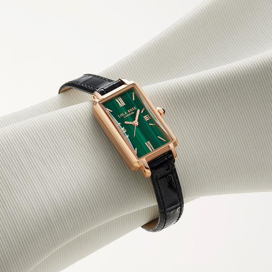 Ms Lola Slender Waist Malachite Textured Watch