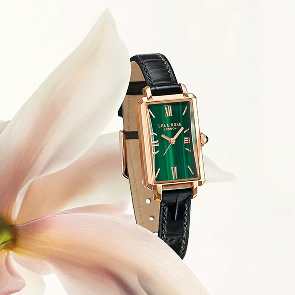 Ms Lola Slender Waist Malachite Textured Watch