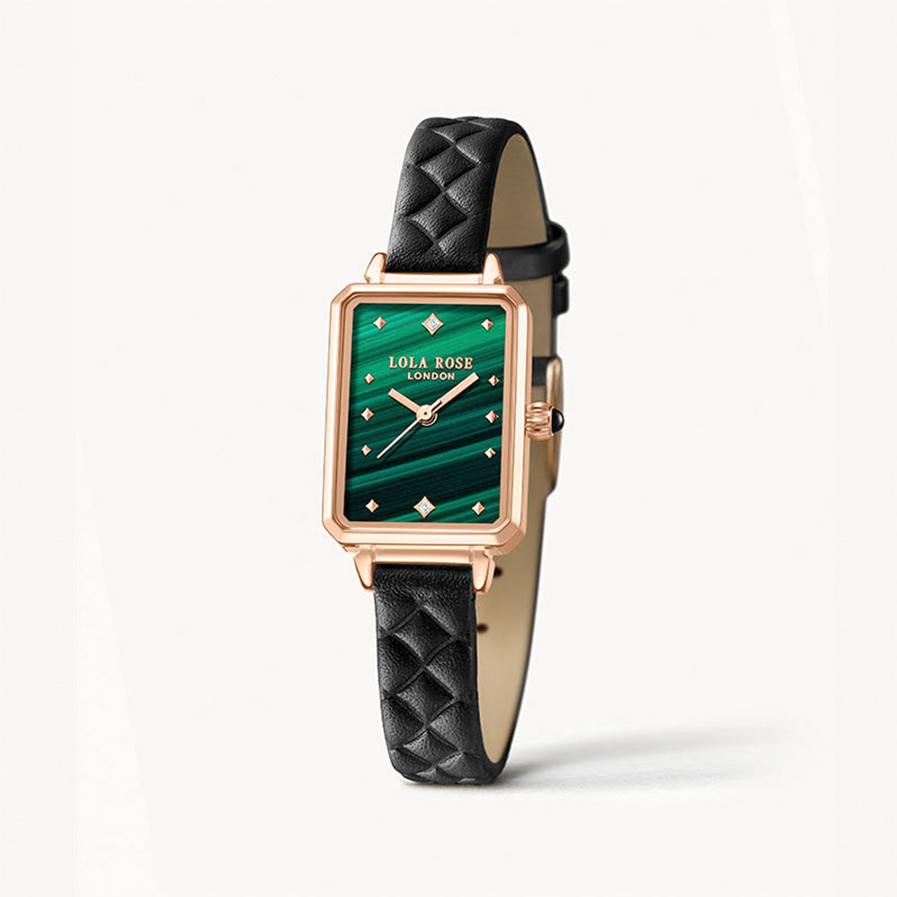 Ms Lola Malachite Textured Watch with Leather Strap