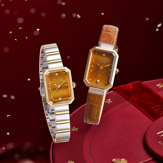 Ms Lola Tiger’s Eye Watch With Two Strap Set